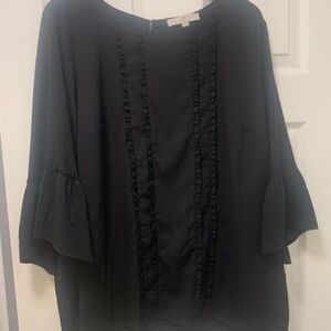 LOFT Plus Tuxedo Front Blouse - 16 Black